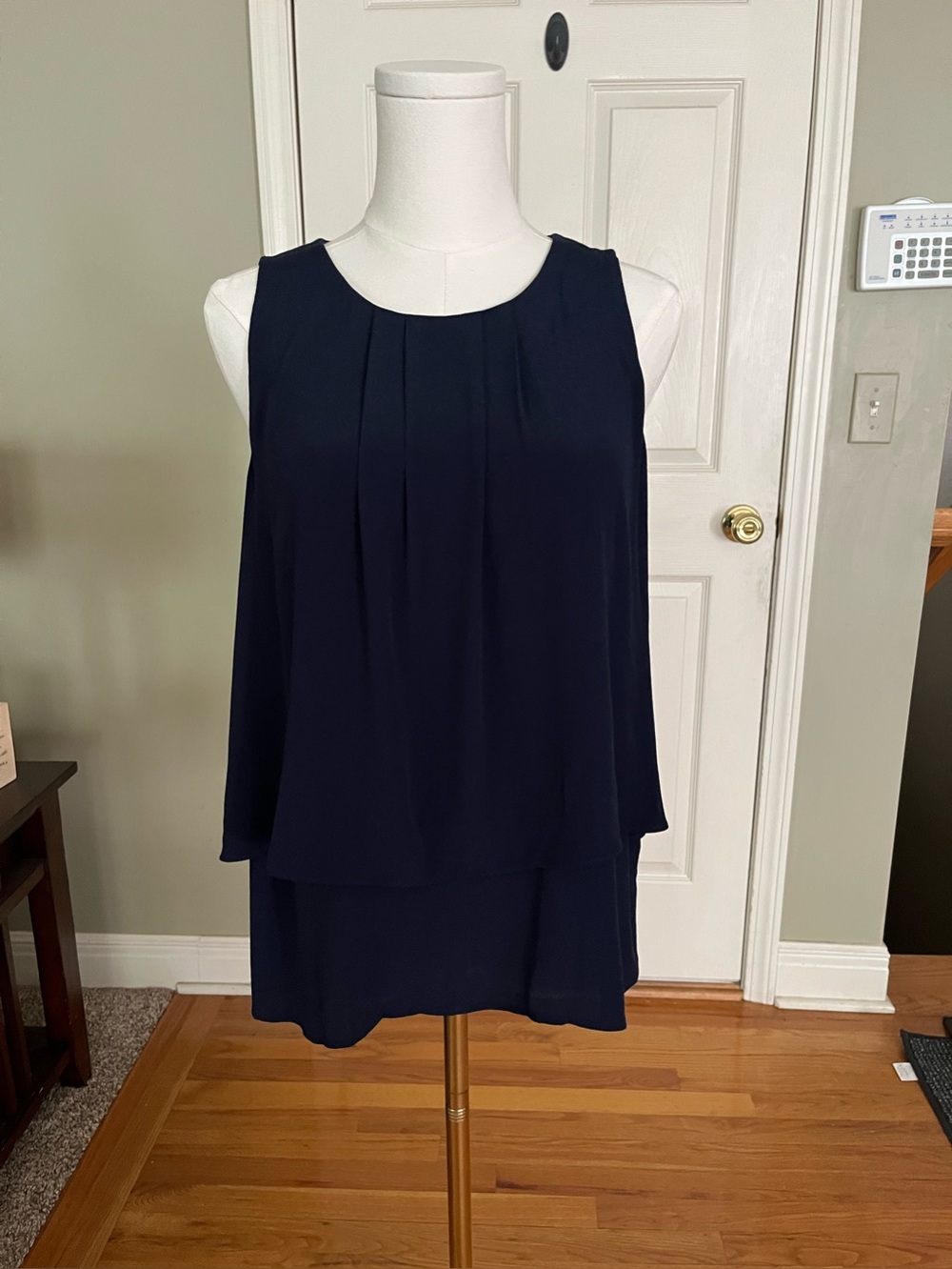 NWT J. Crew Navy Sleeveless Pleated Top
